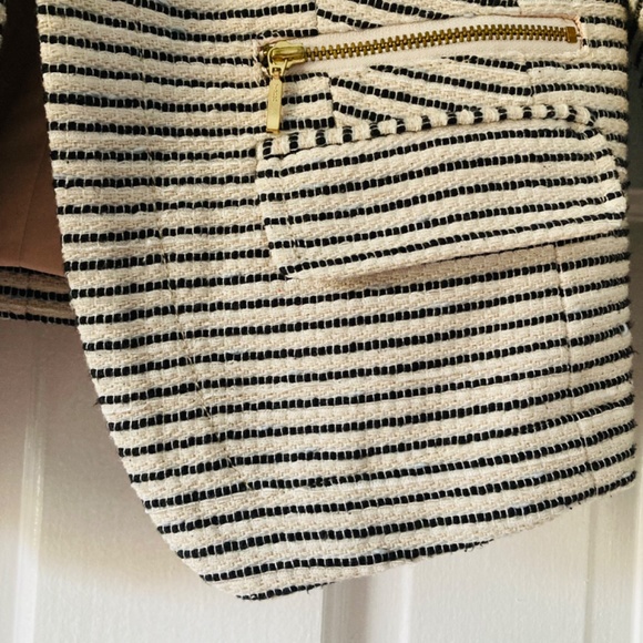 Ann Taylor LOFT Cropped Tweed Blazer Jacket Black White Size 4 - Picture 5 of 11